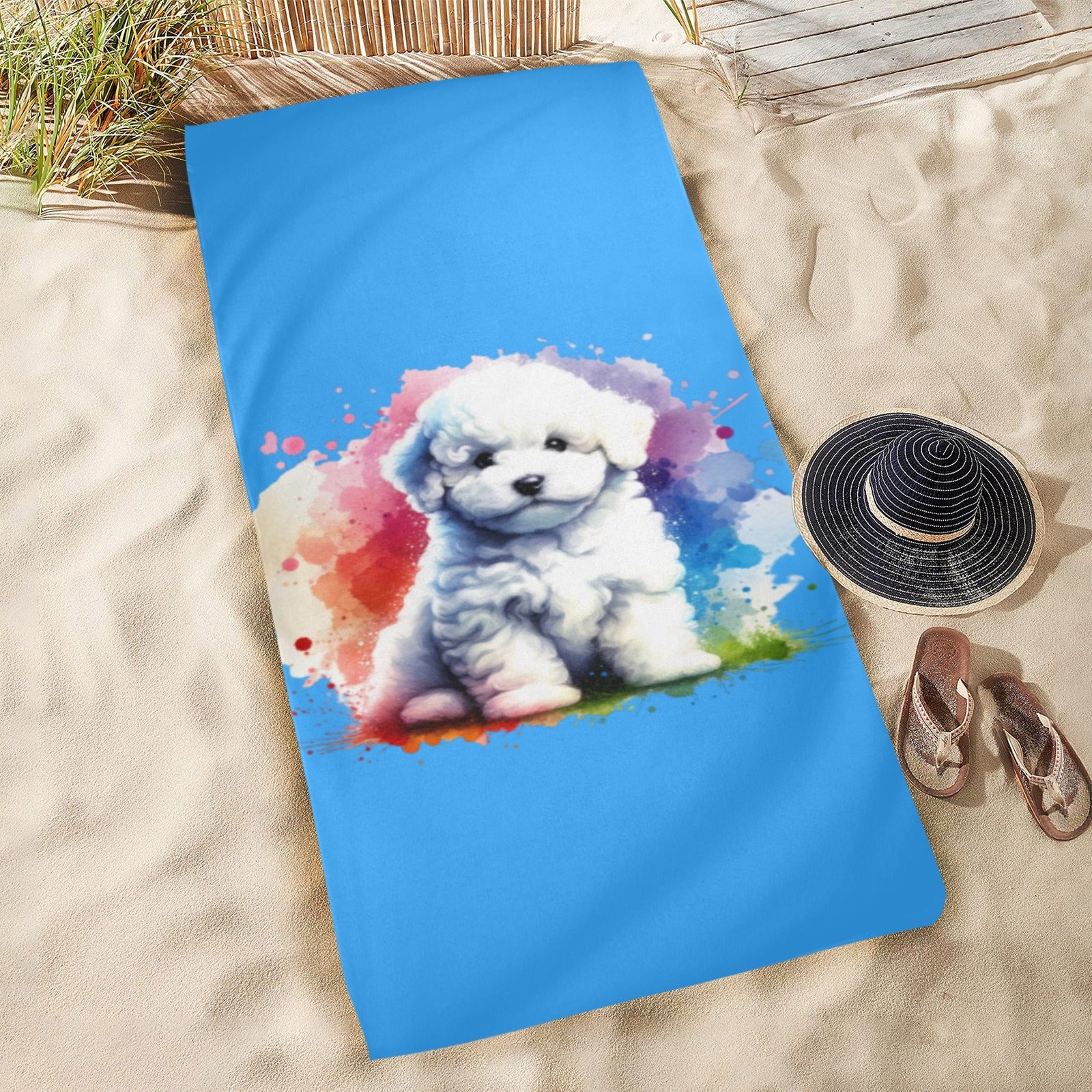 Bichon Puppy Beach Towel - Watercolor