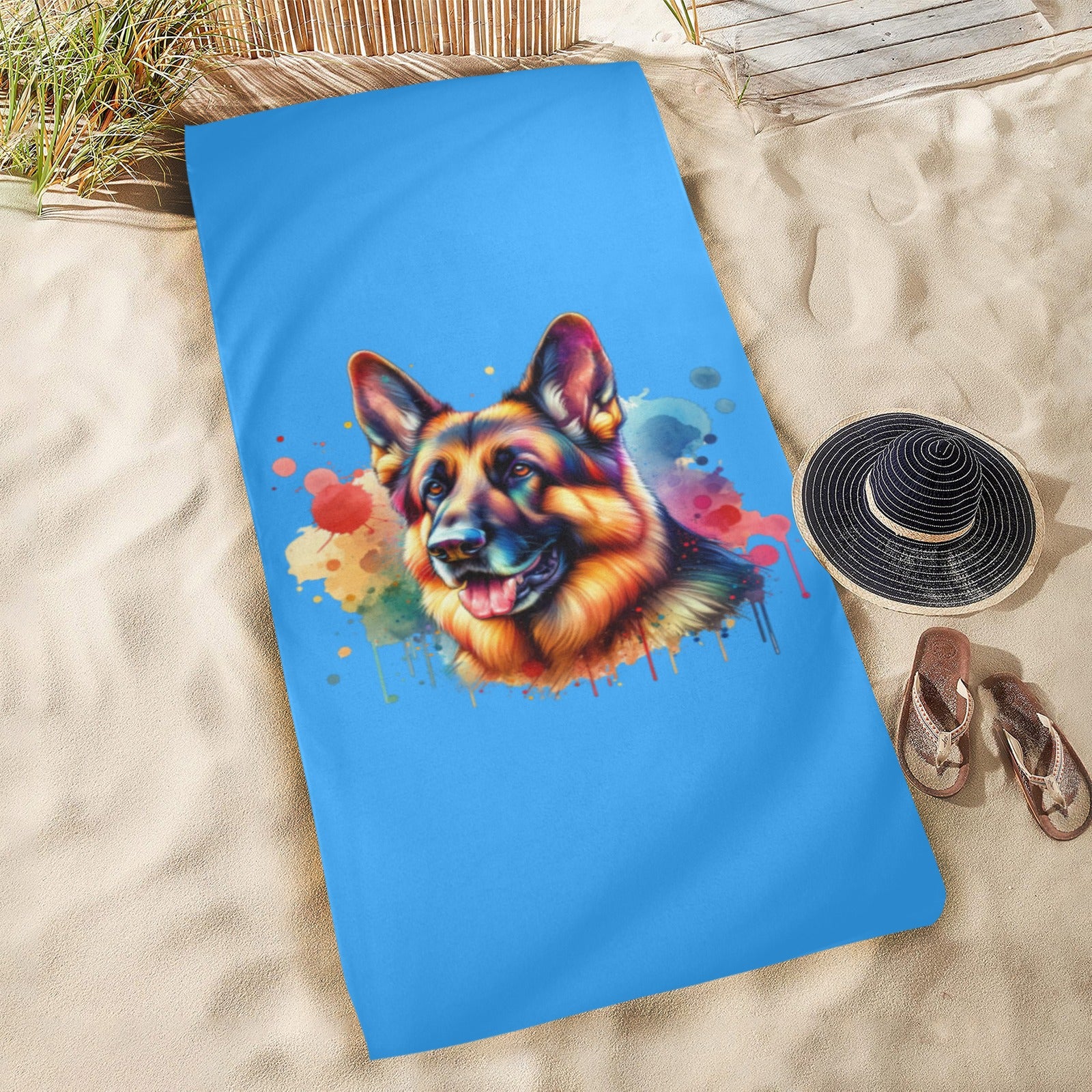 German Shepherd Beach Towel - Watercolor