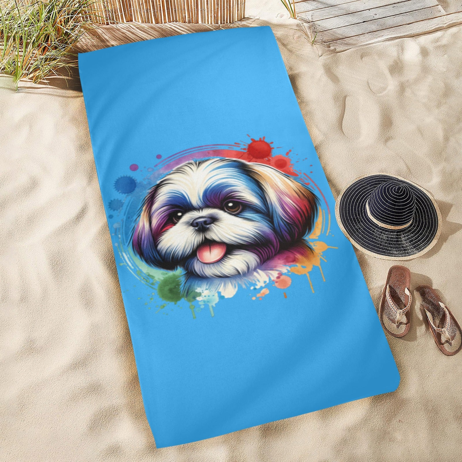 Shih Tzu Beach Towel - Watercolor
