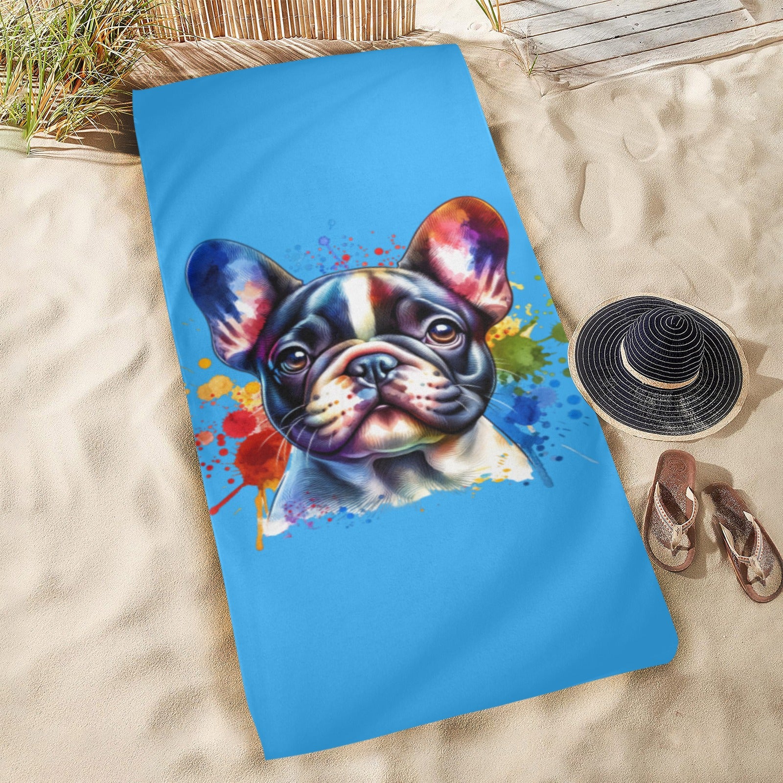French Bulldog Beach Towel - Watercolor