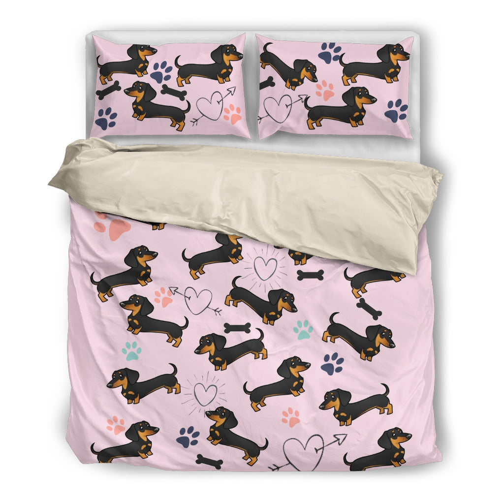 Dachshunds and Hearts Duvet Set