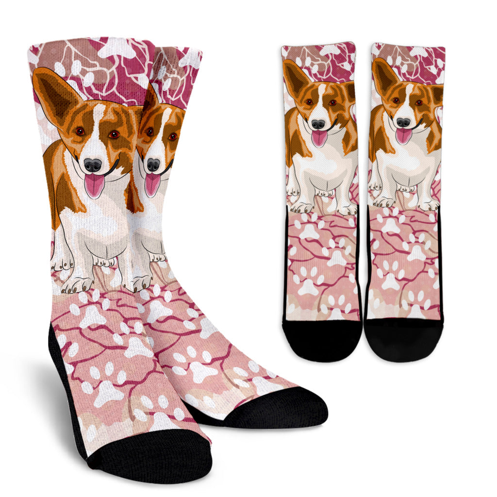 Corgi Floral Socks