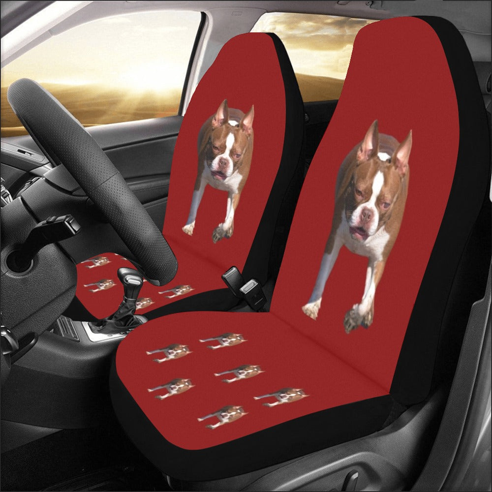 Boston Terrier Car Seat Covers (Set of 2) - Maroon