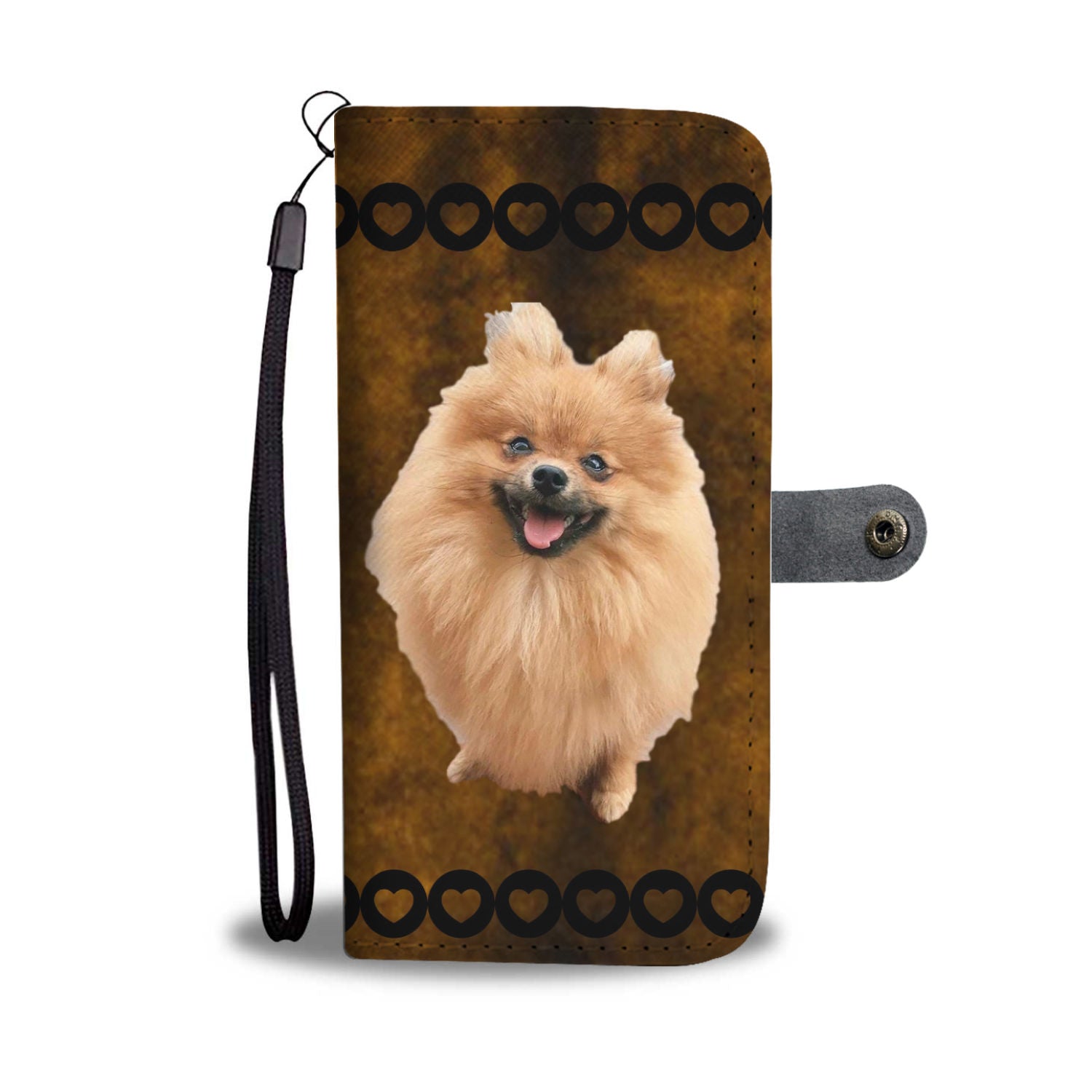 Pomeranian Phone Case Wallet - Brown