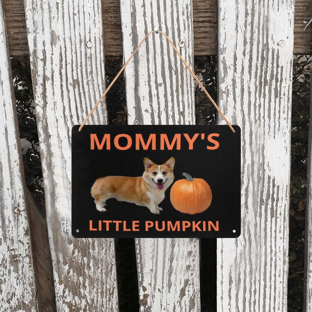 Mommy's Little Pumpkin Corgi Metal Print