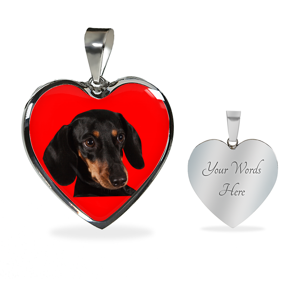 Dachshund Necklace - Red Heart