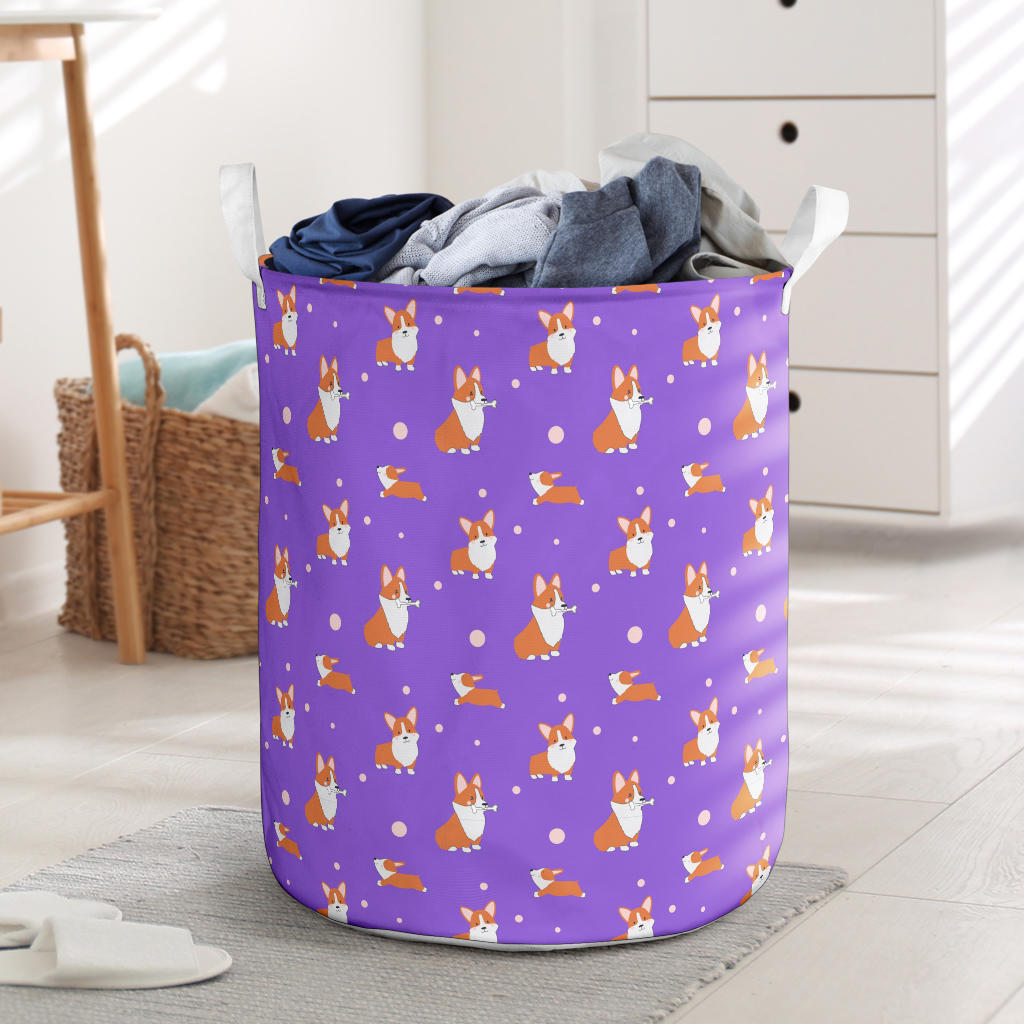 Corgi Laundry Basket - Purple