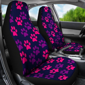 Paw Print Car Seat Cover Purple/Pink -(Set of 2)