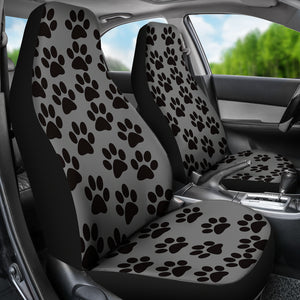Paw Print Car Seat Covers Grey/Black - (Set of 2)