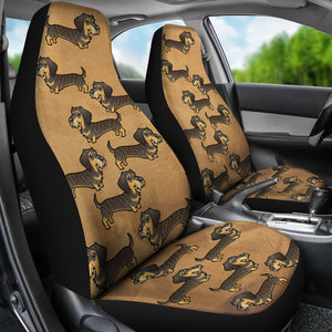 Cartoon Wire Haired Dachshund Car Seat Cover (Set of 2)