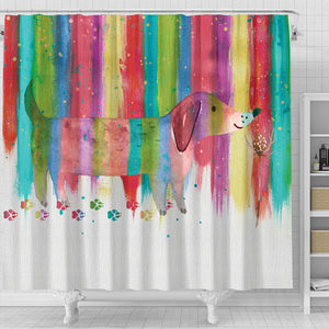 Dachshund Shower Curtain - Rainbow