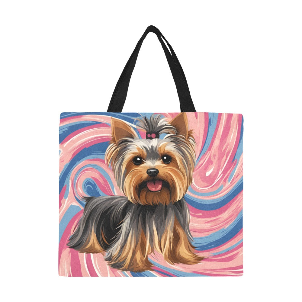 Yorkie Canvas Tote Bag - Swirl