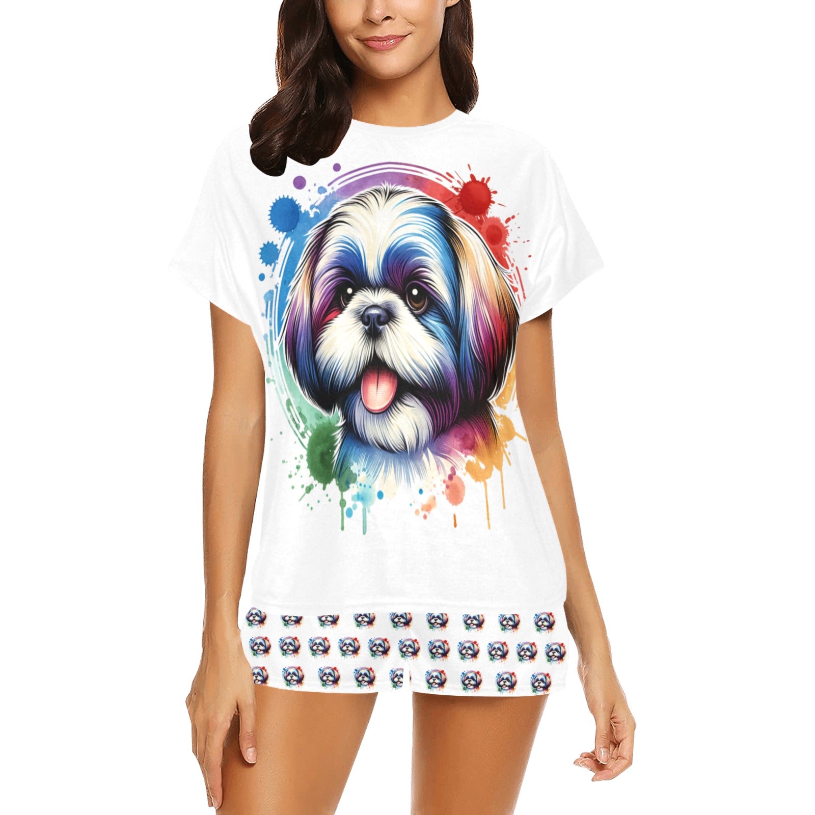 2 Piece Shih Tzu PJ Set - Watercolor