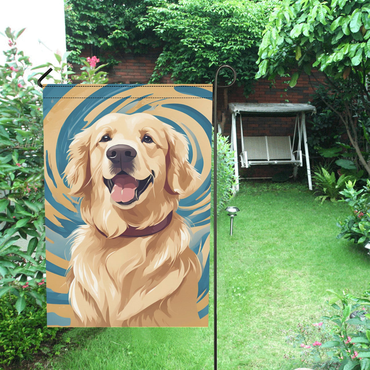 Golden Retriever Garden Flag - Swirl