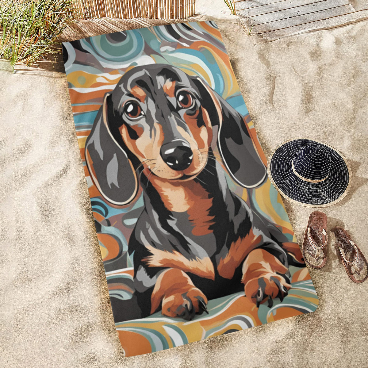 Dachshund Beach Towel - Swirl