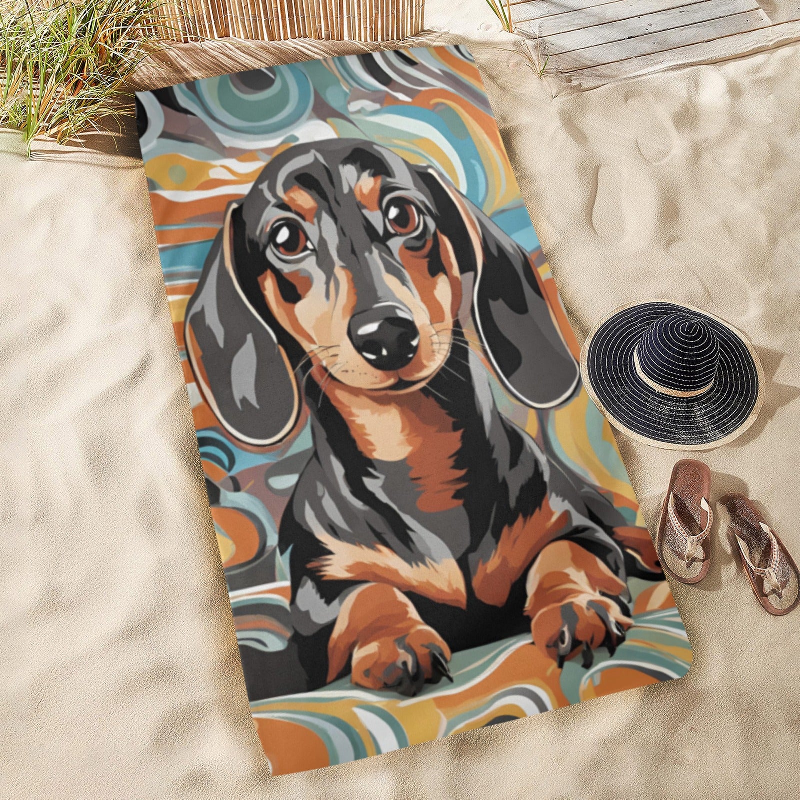 Dachshund Beach Towel - Swirl