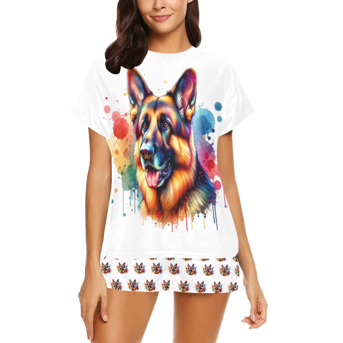 2 Piece German Shepherd PJ Set - Watercolor