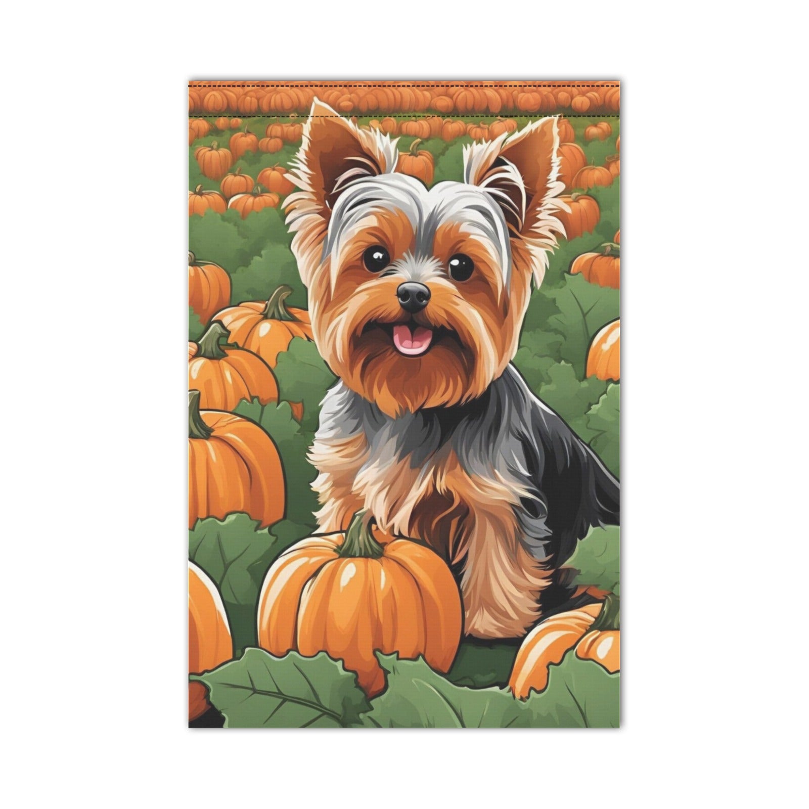 Yorkie & Pumpkins Garden Flag