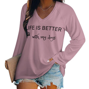 Life is better with my Dogs Long Sleeve Tee Shirt - Mauve