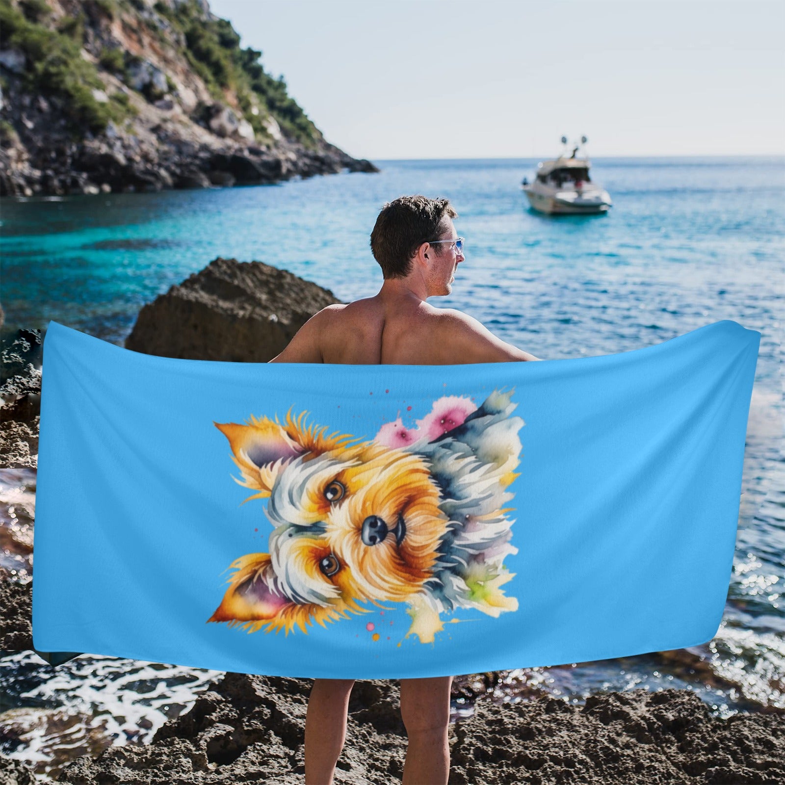 Yorkie Beach Towel - Watercolor