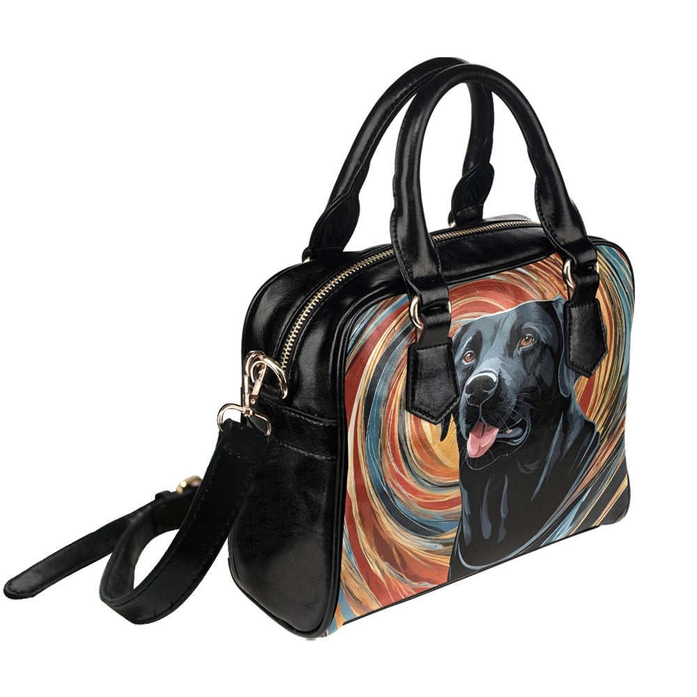 Black Labrador Shoulder Bag - Swirl