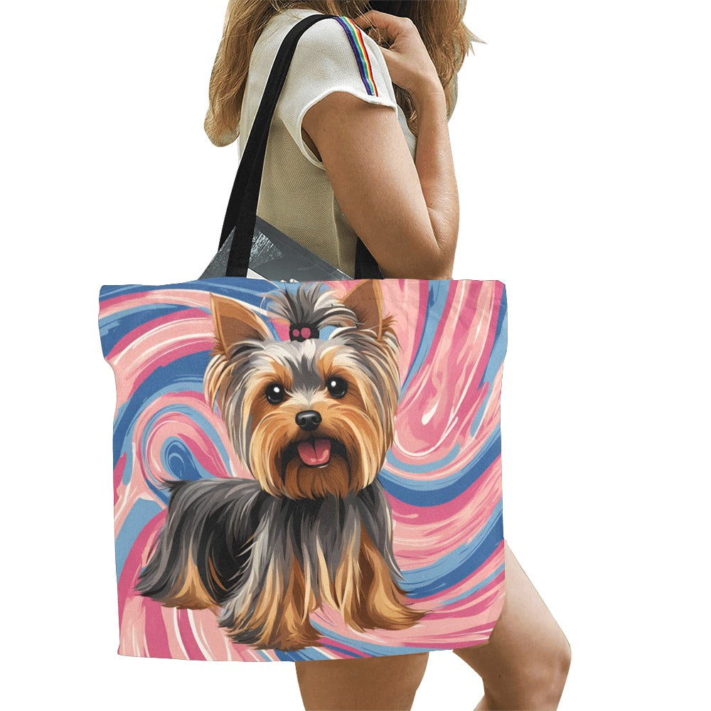 Yorkie Canvas Tote Bag - Swirl