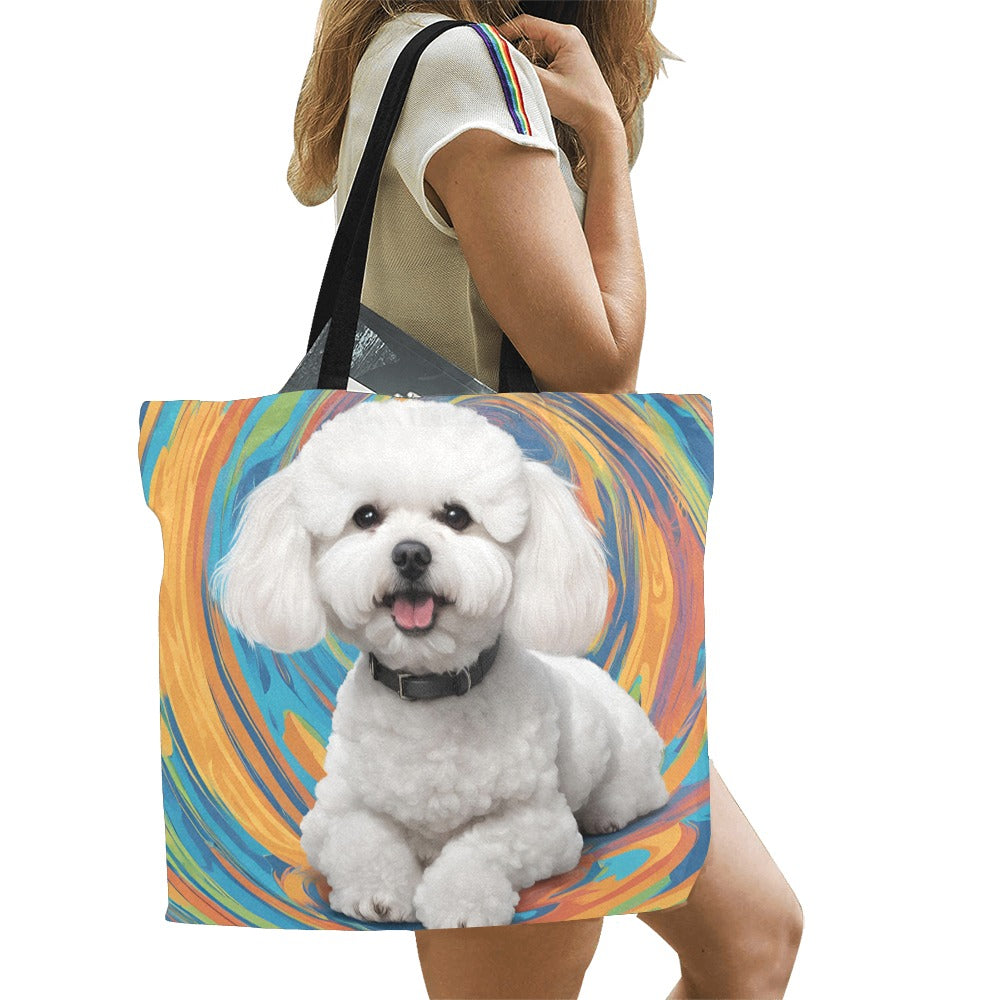 Bichon Canvas Tote Bag - Swirl