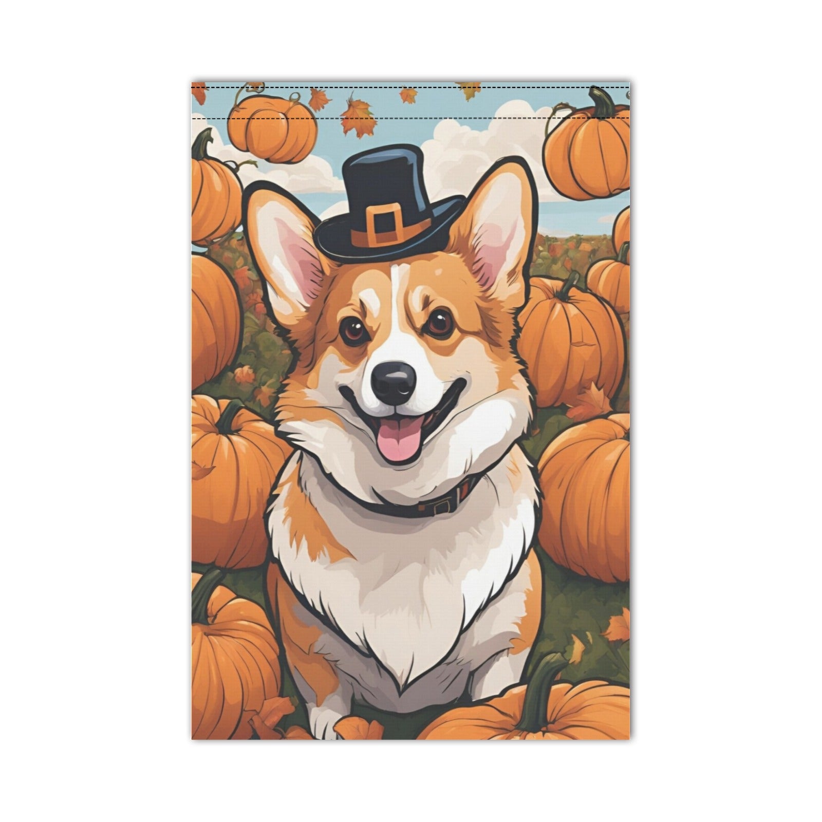 Corgi & Pumpkins Garden Flag