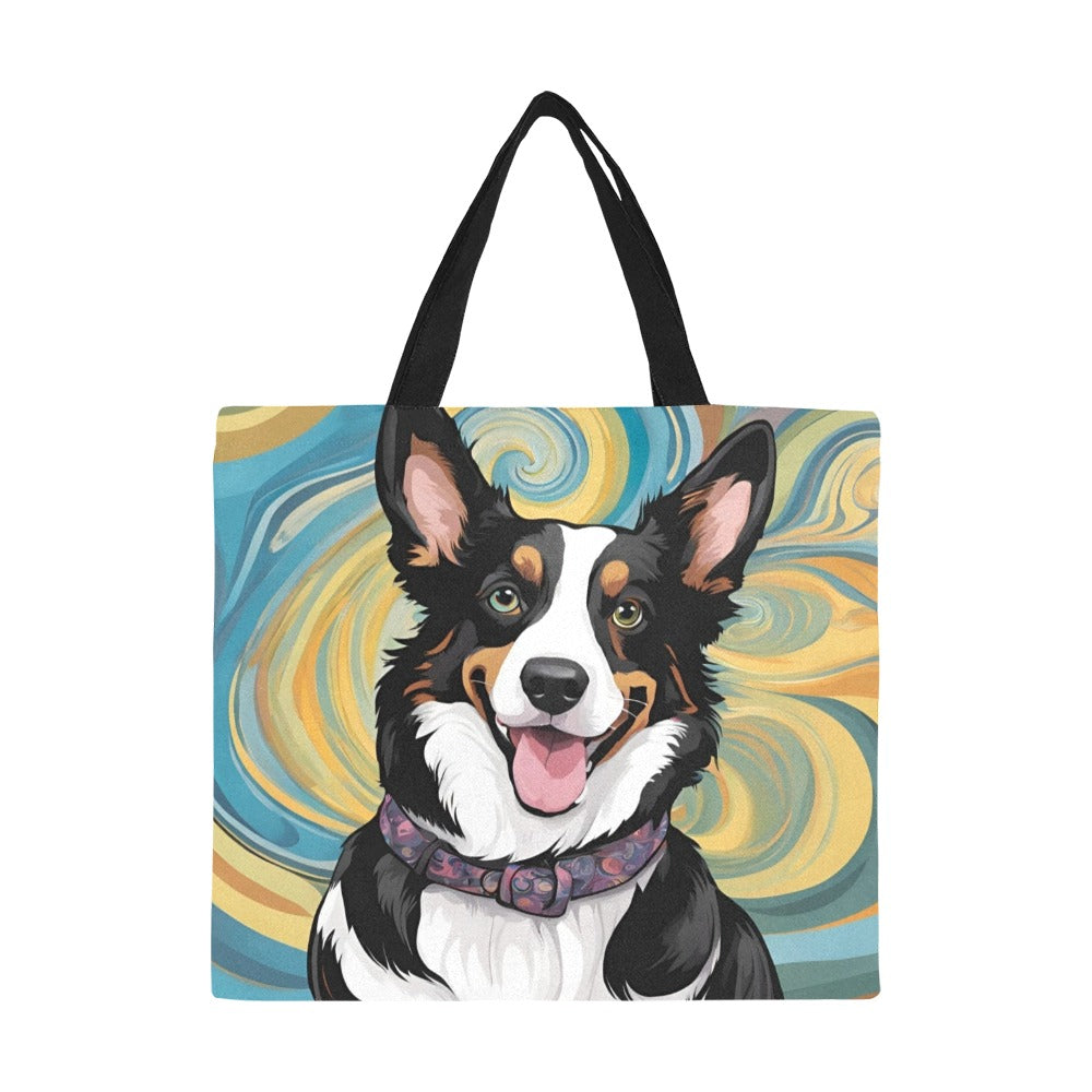 Corgi Canvas Tote Bag - Cardigan Swirl