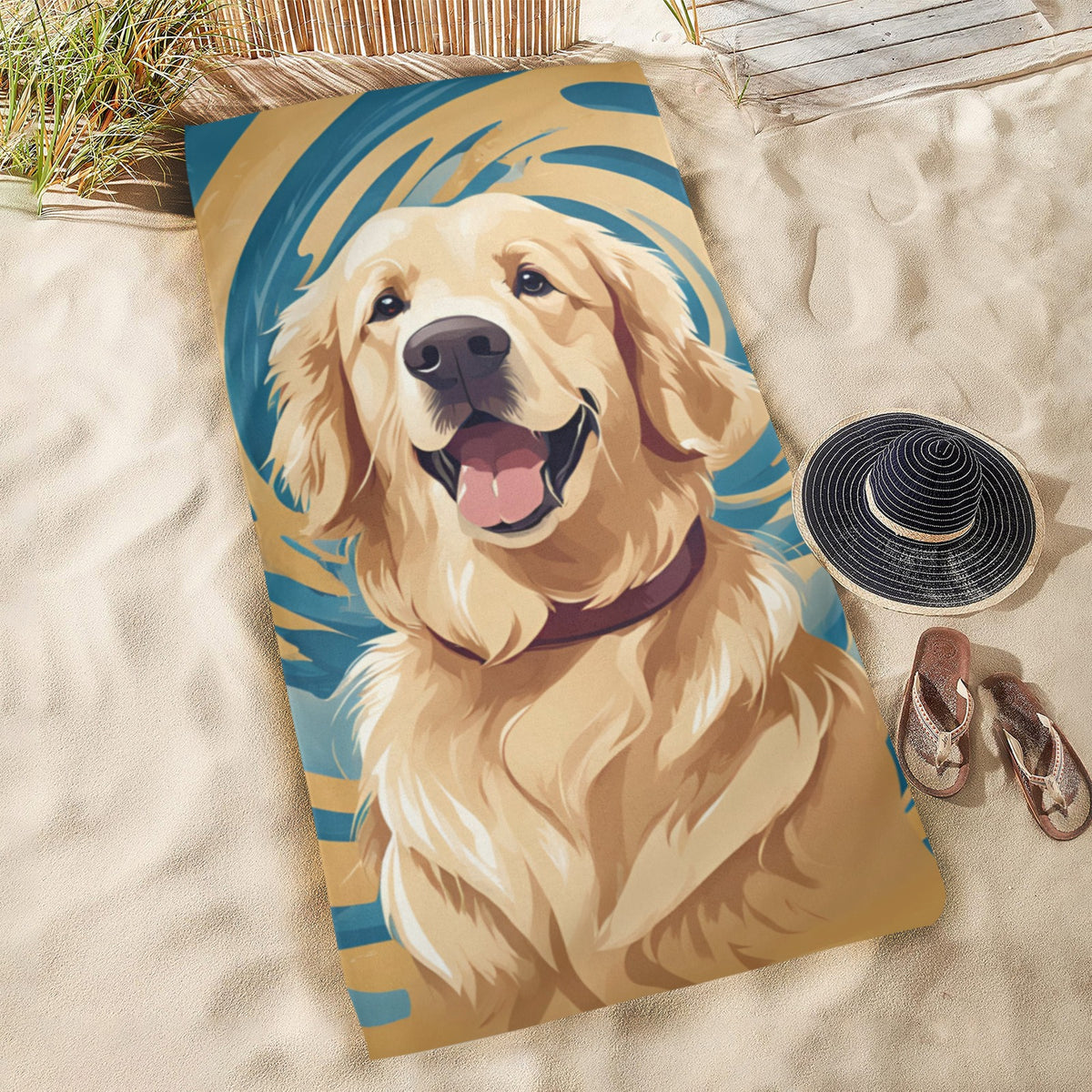 Golden Retriever Beach Towel - Swirl