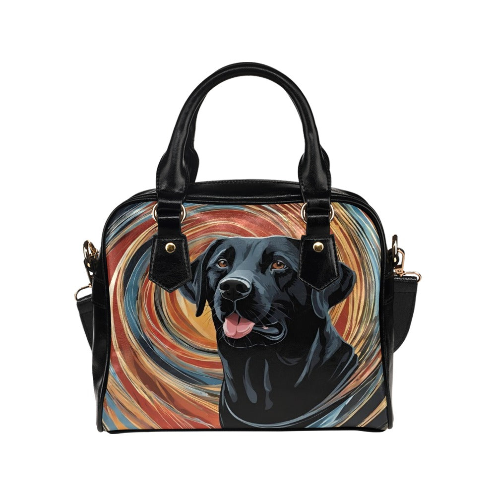 Black Labrador Shoulder Bag - Swirl