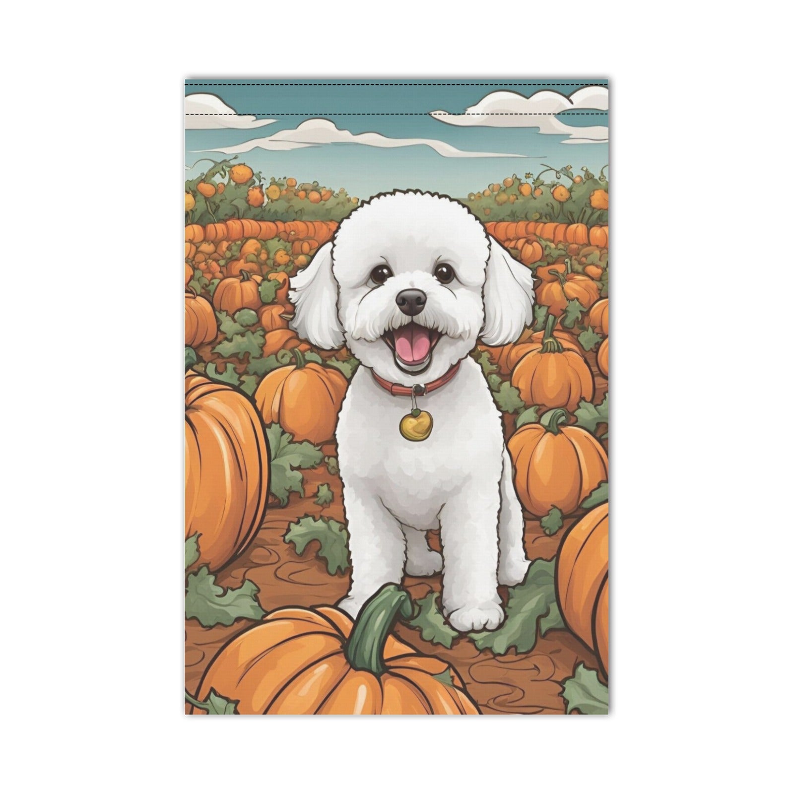 Bichon & Pumpkins Garden Flag