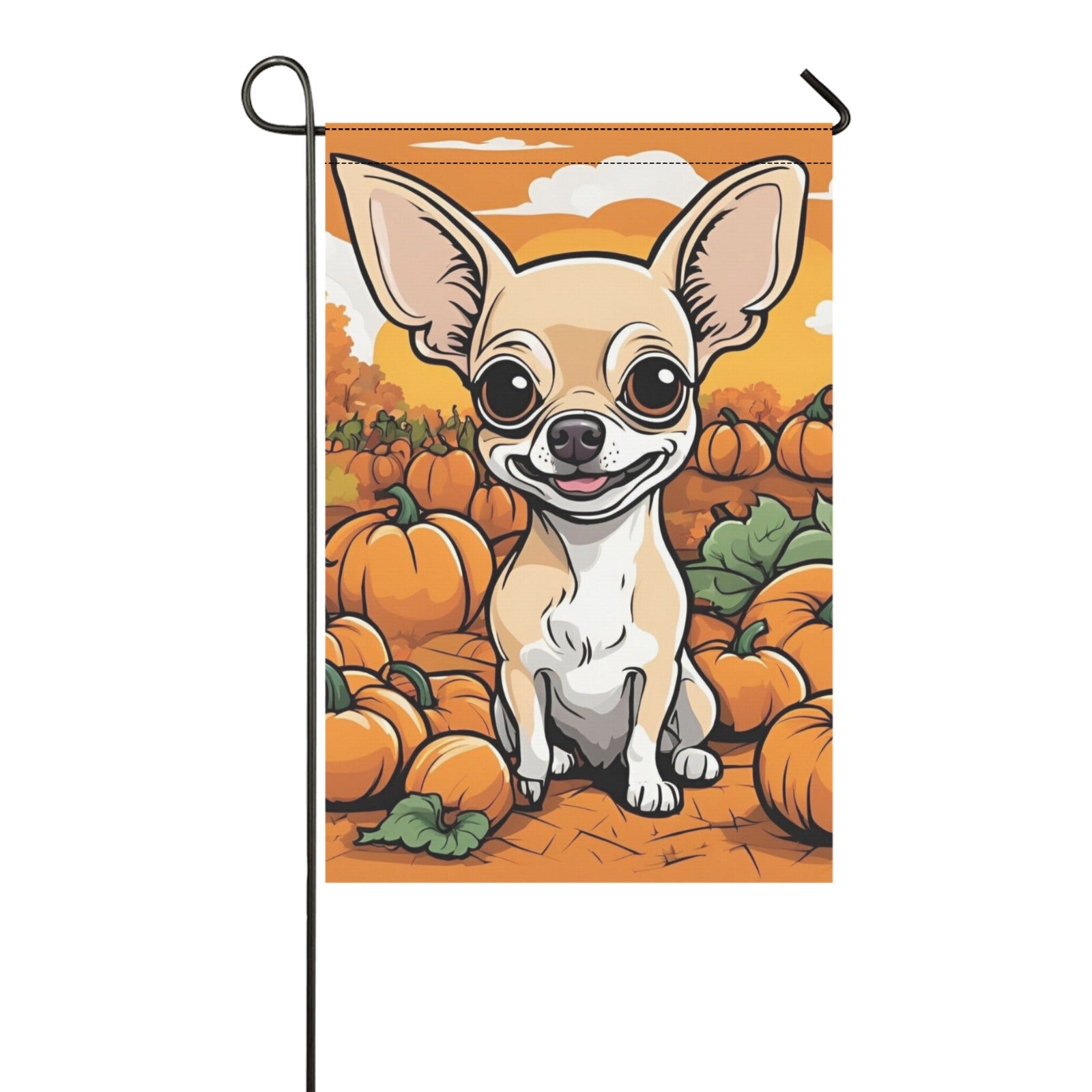 Chihuahua & Pumpkins Garden Flag