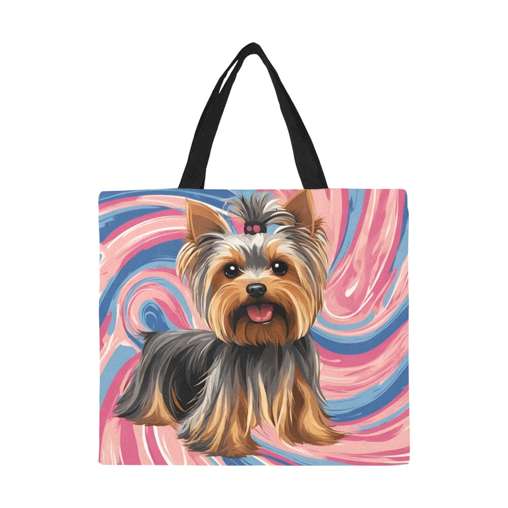 Yorkie Canvas Tote Bag - Swirl