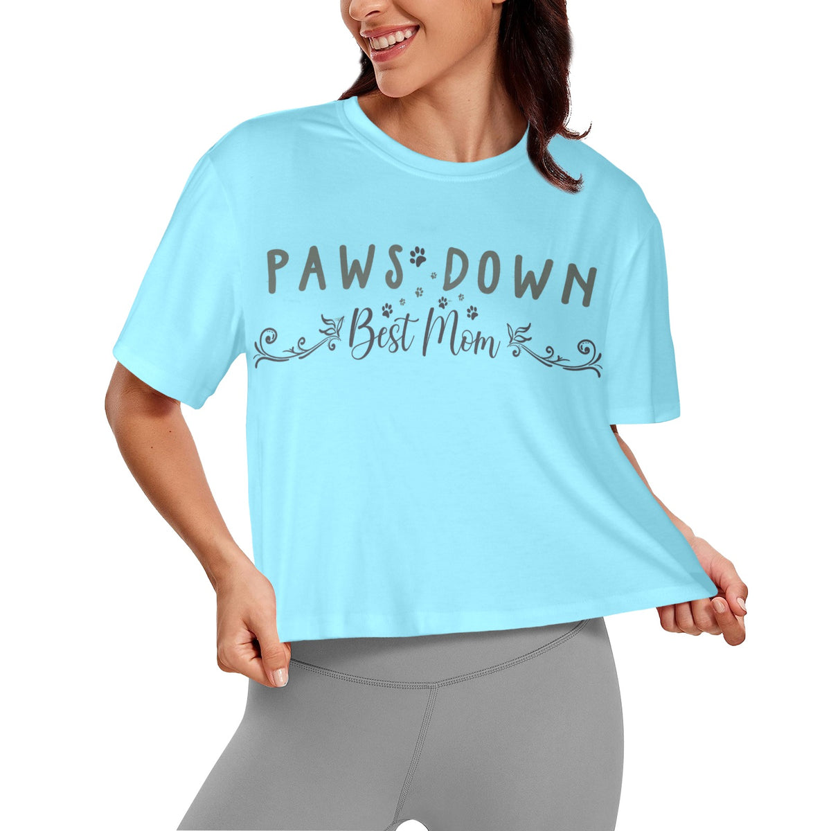 Paws Down Best Mom Cropped Shirt