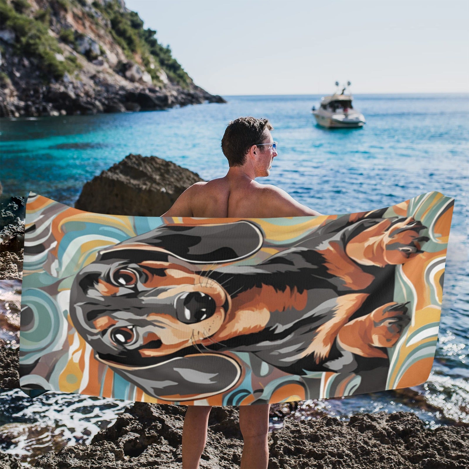 Dachshund Beach Towel - Swirl