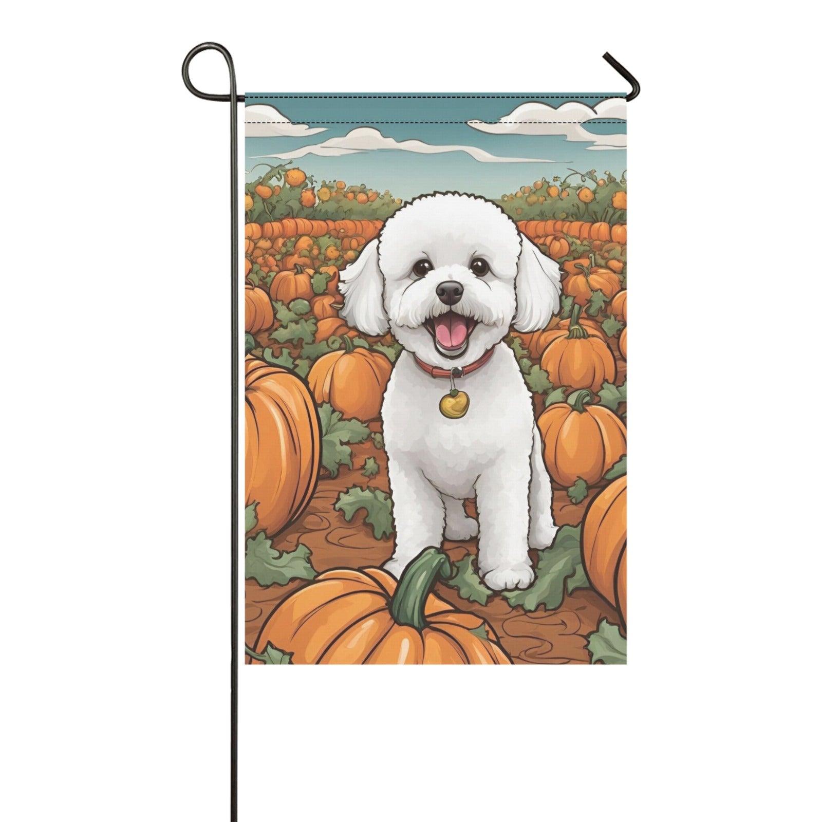 Bichon & Pumpkins Garden Flag