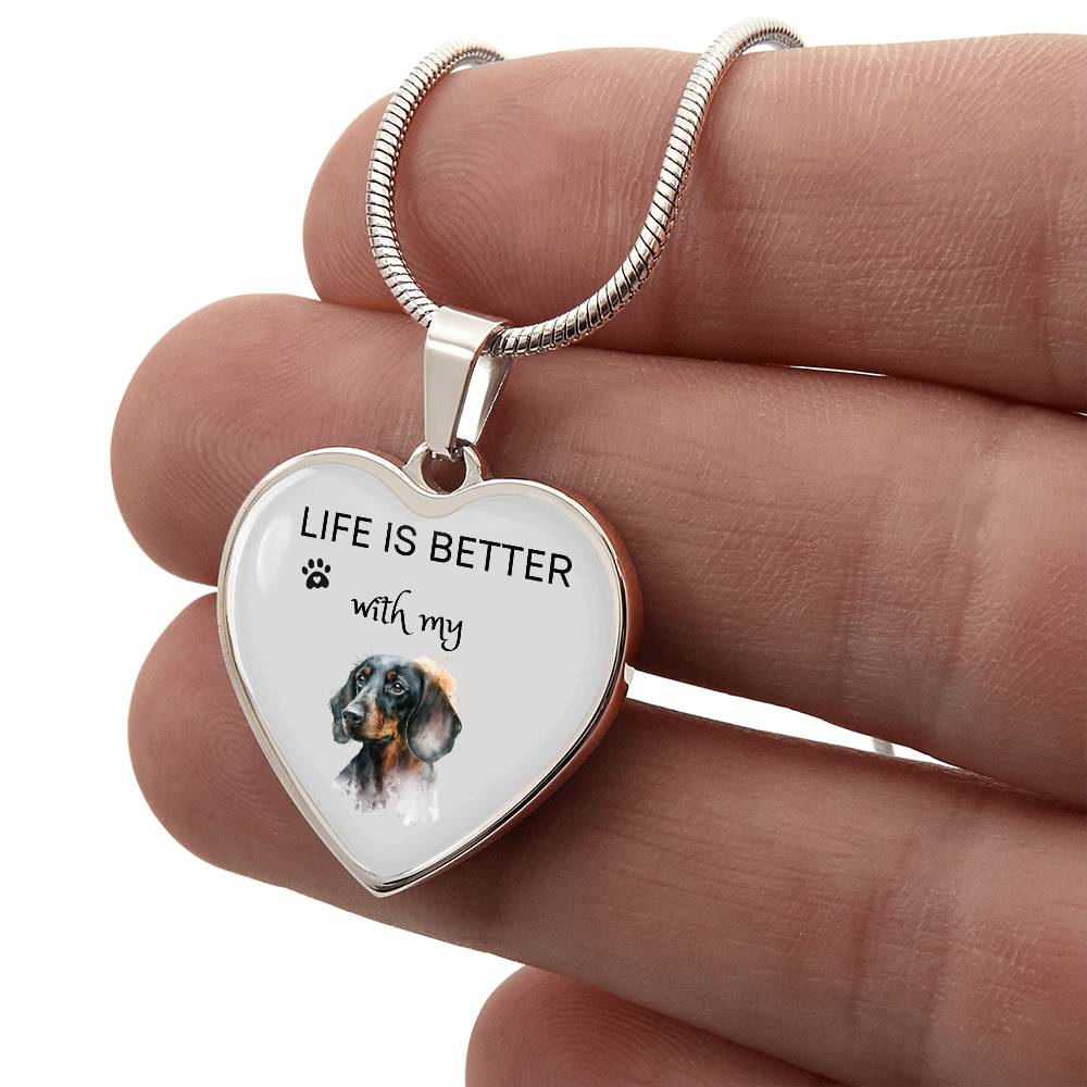 Life Is Better With My Dachshund Heart Necklace