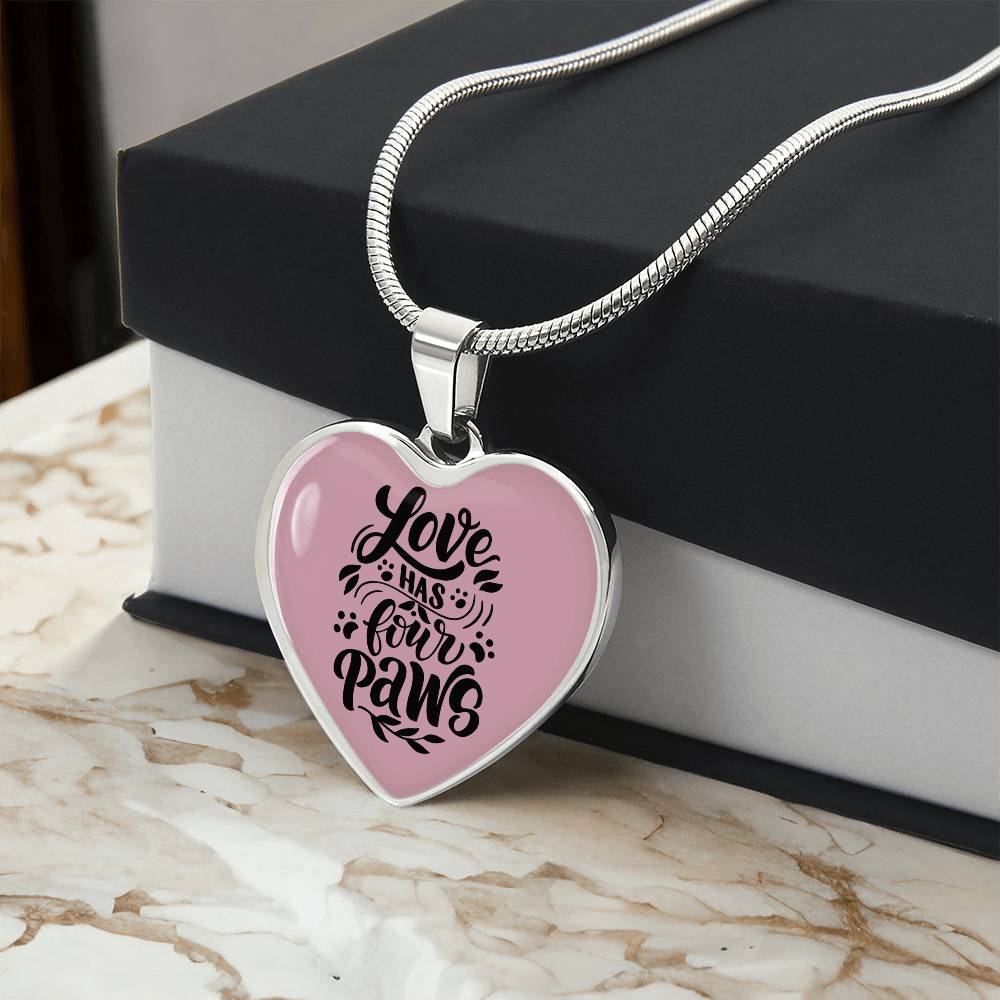 Love Has 4 Paws Heart Necklace