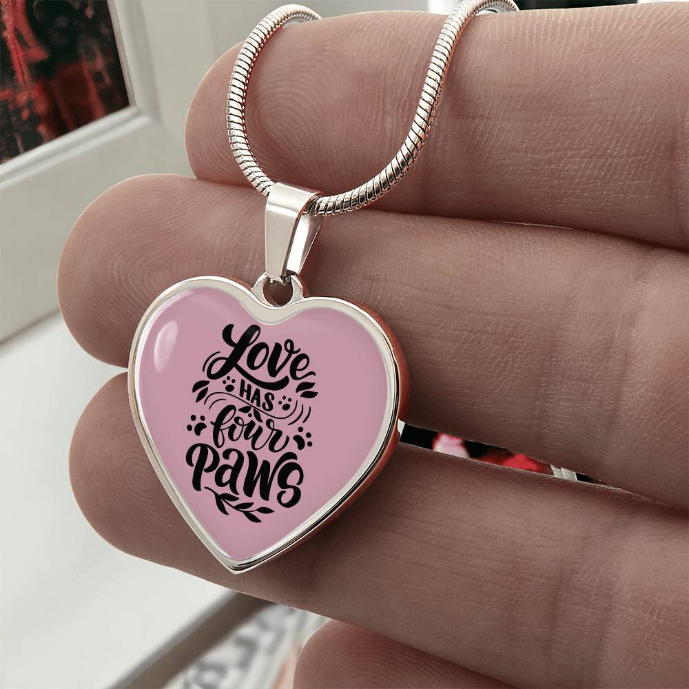 Love Has 4 Paws Heart Necklace