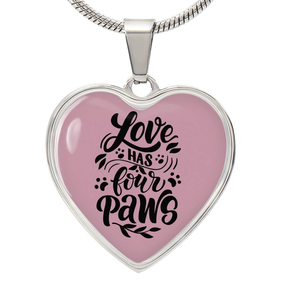 Love Has 4 Paws Heart Necklace