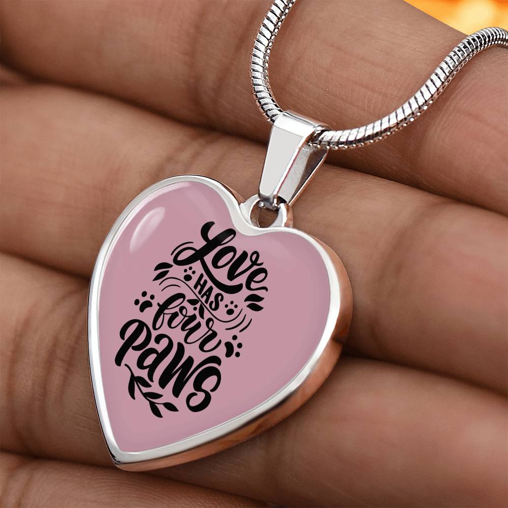 Love Has 4 Paws Heart Necklace