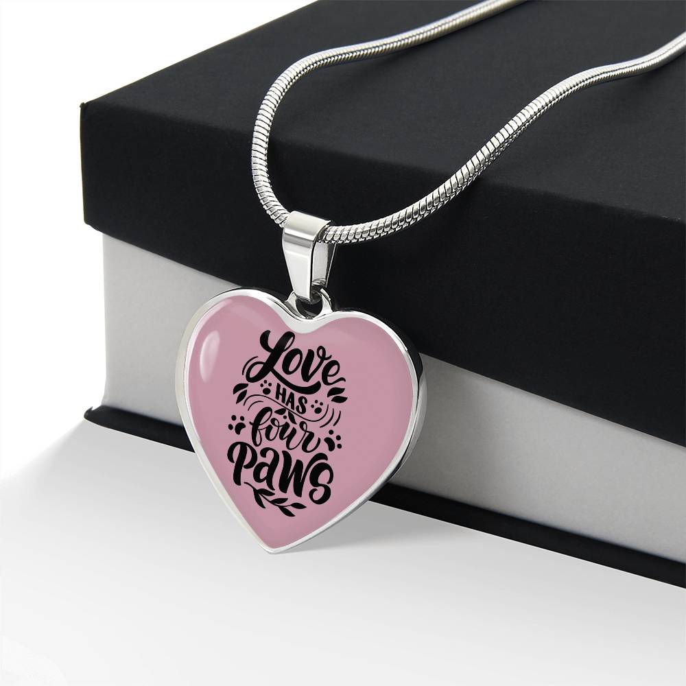 Love Has 4 Paws Heart Necklace