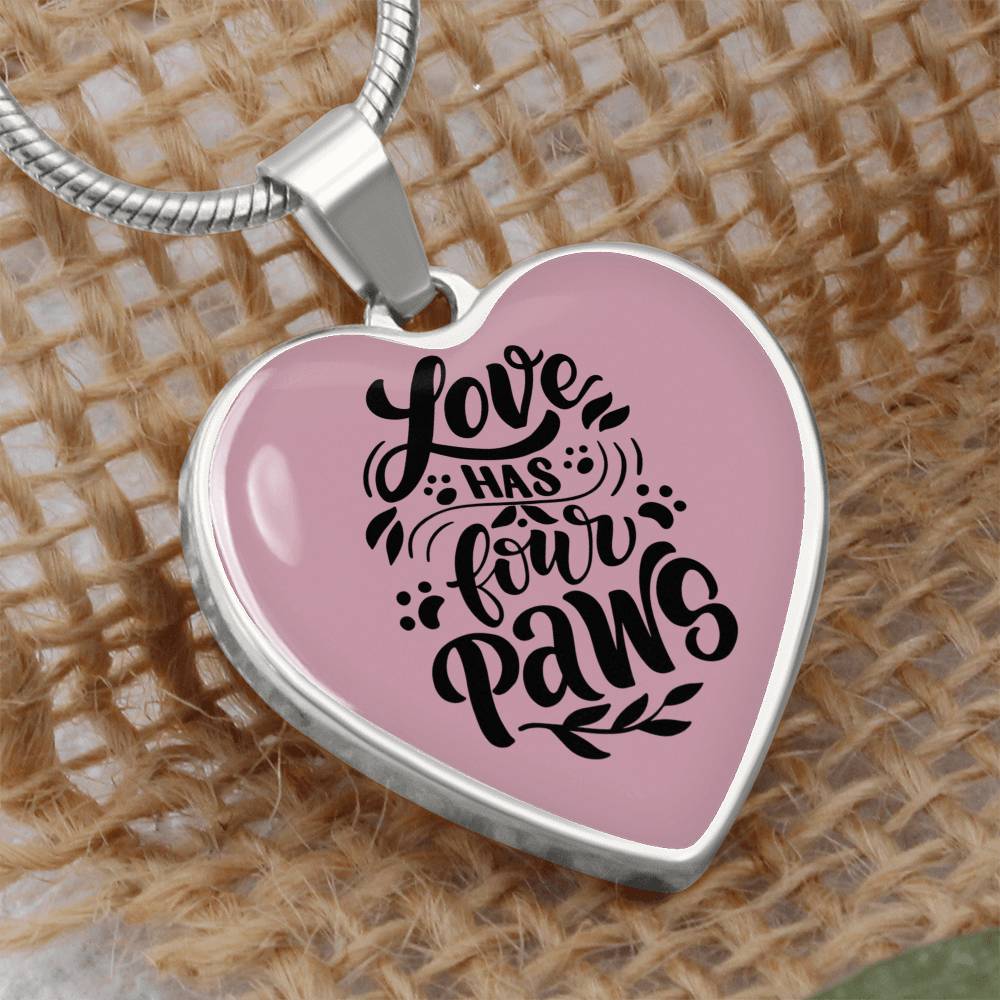 Love Has 4 Paws Heart Necklace