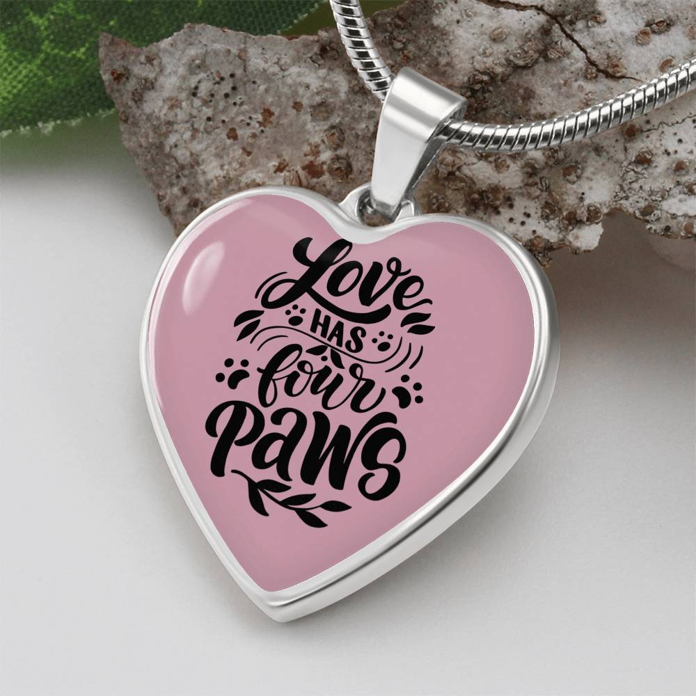 Love Has 4 Paws Heart Necklace