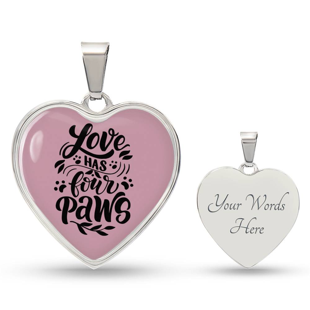 Love Has 4 Paws Heart Necklace