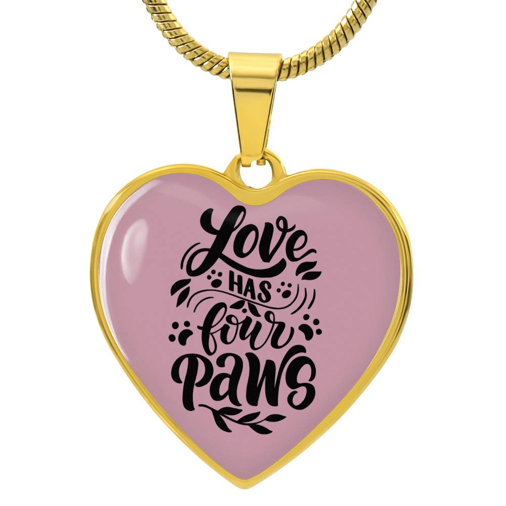 Love Has 4 Paws Heart Necklace