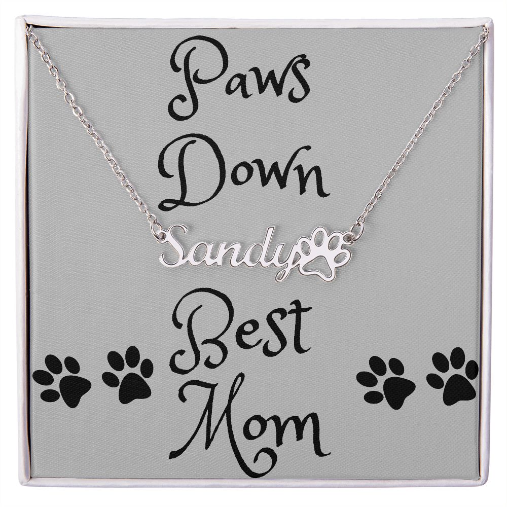 Paw Print Name Necklace - Paws Down Best Mom