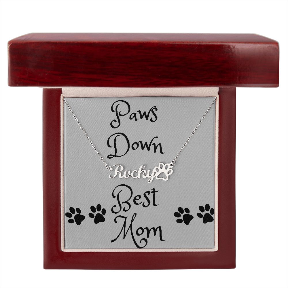 Paw Print Name Necklace - Paws Down Best Mom