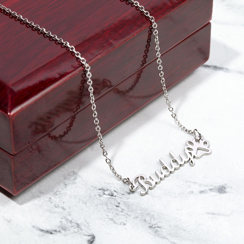 Paw Print Name Necklace - Paws Down Best Mom